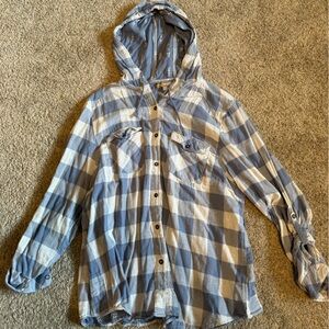 Gray & White Flannel Top